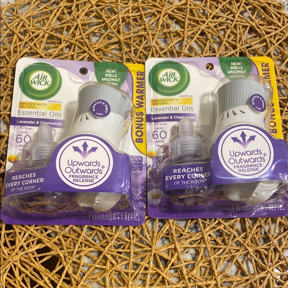 2 New Air Wick Lavender & Chamomile Scented Oil Refills & Warmers